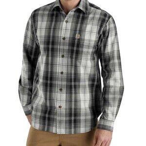 NWT Carhartt Relaxed Fit Black Plaid Long Sleeve Button Down Relaxed Fit Men 2XL